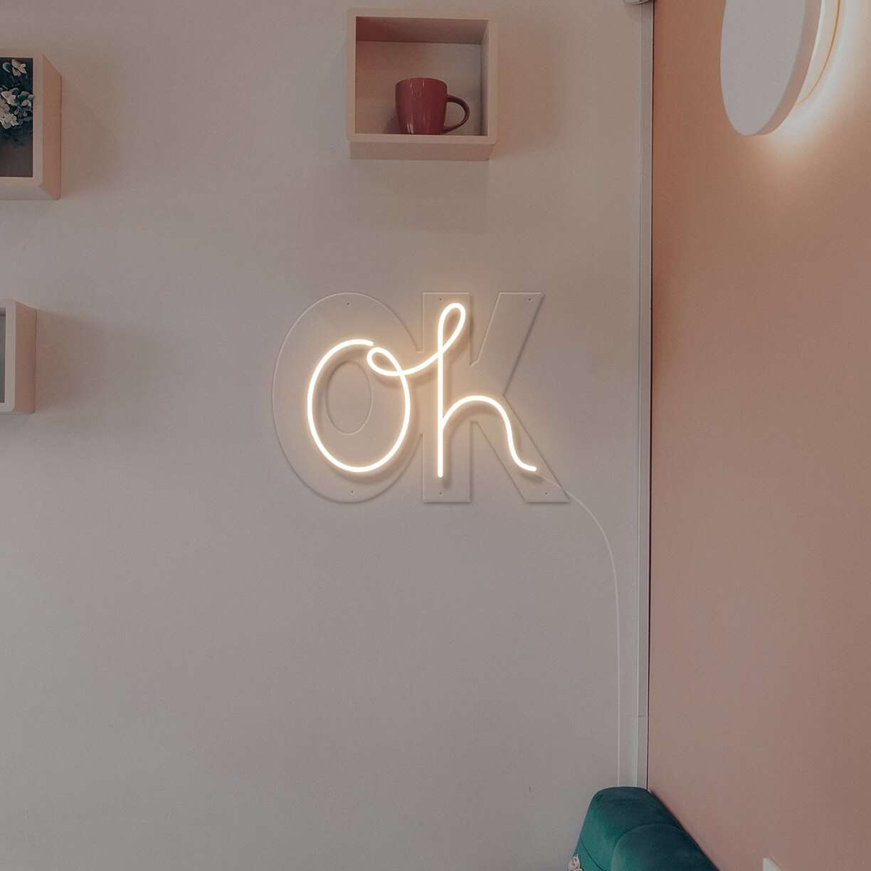 oh okay mirror backing home decor neon sign